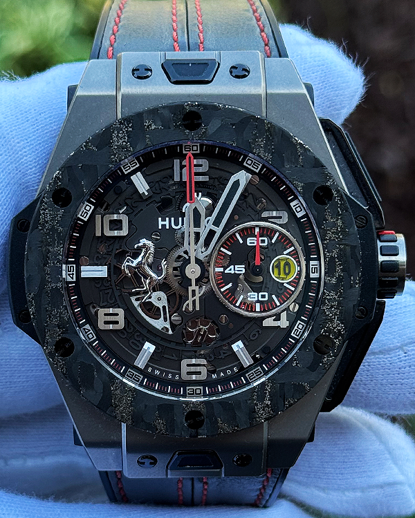 Hublot Big Bang Ferrari L.E. 45MM Skeleton Dial Leather/Rubber Strap (401.NJ.0123.VR)