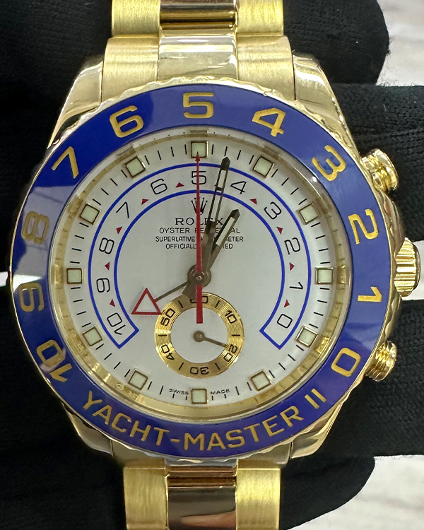 2009 (V serial) Rolex Yacht-Master II 44MM White Dial Yellow Gold Bracelet (116688)