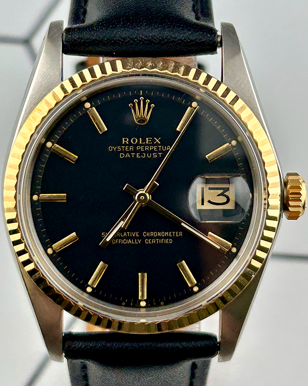 Rolex Datejust 36MM Black Dial Aftermarket Leather Strap (1601/3)