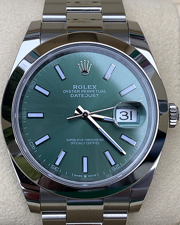 2023 Rolex Datejust 41MM Mint Green Dial Oystersteel Oyster Bracelet (126300)