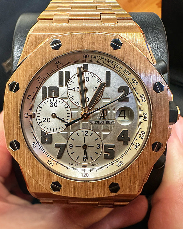 2014 Audemars Piguet Royal Oak Offshore Chronograph Rose Gold Silver Dial (26170OR)