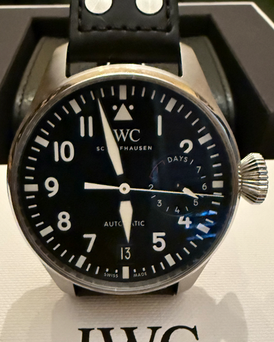 IWC Schaffhausen Pilot 46.2MM Black Dial Leather Strap (IW500912)