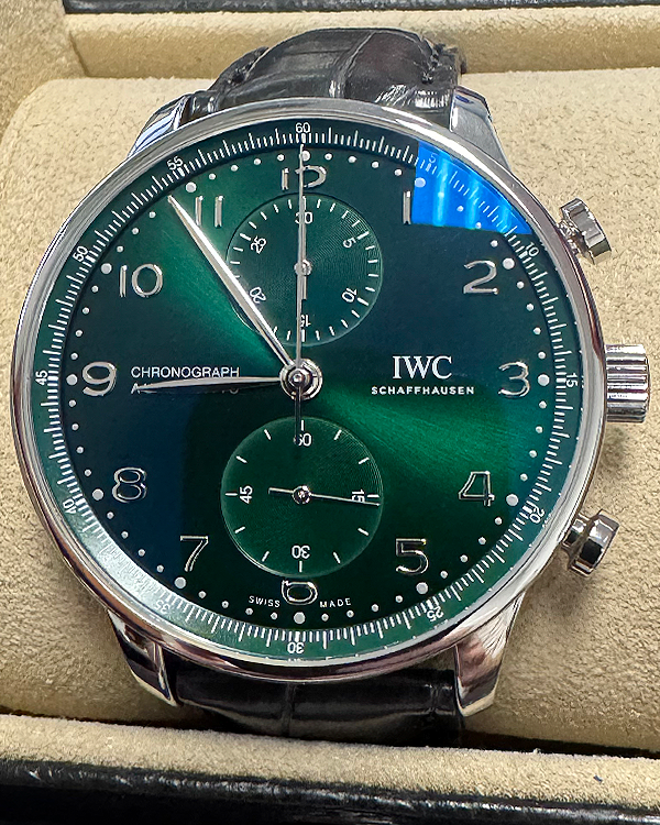 2023 IWC Schaffhausen Portugieser Chronograph 41MM Green Dial Leather Strap (IW371615)