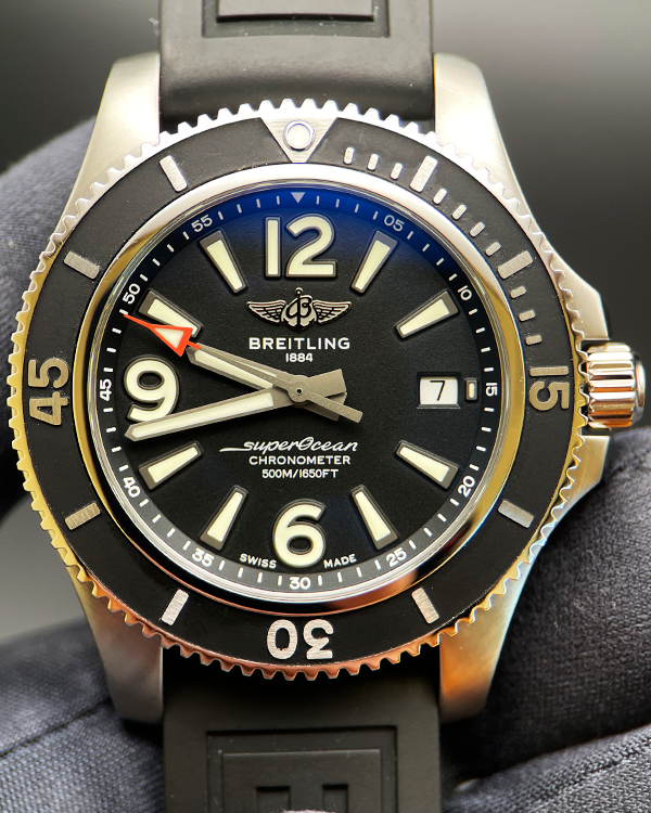2023 Breitling Superocean 42MM Black Dial Rubber Strap (A17366)