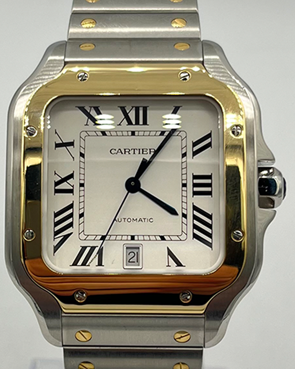 Cartier Santos de Cartier 39.8MM Silver Dial Two-Tone Bracelet (W2SA0009)