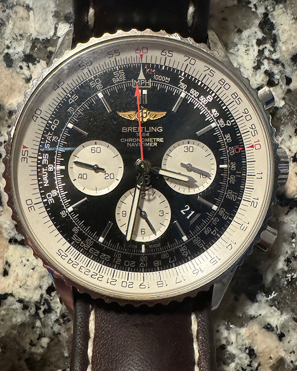 Breitling Navitimer 01 Chronograph 46MM Black Dial Leather Strap (AB0127)