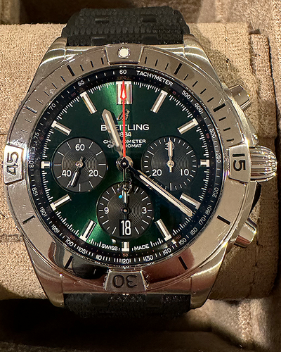 Breitling Chronomat Super Chronomat 44MM Green Dial Rubber Strap (AB0136)