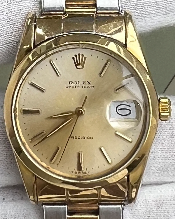 Rolex Oysterdate Precision 34MM Champagne Dial Two-Tone Bracelet (6694)