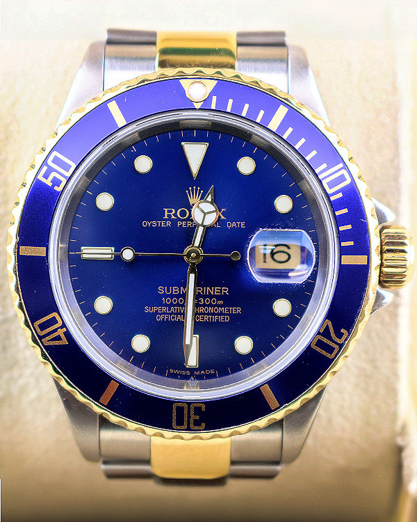 2006 (D Serial) Rolex Submariner Date "Bluesy" 40MM Blue Patina Dial Two-Tone Oyster Bracelet (16613)