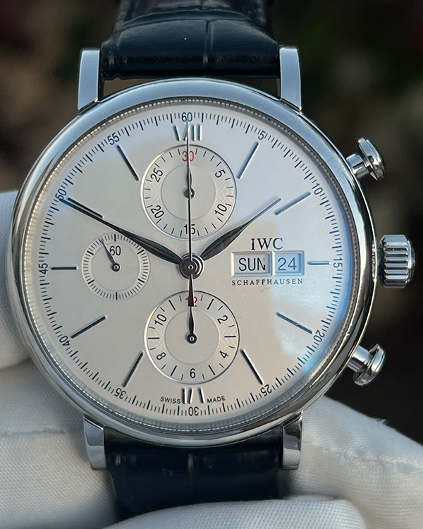 IWC Portofino Chronograph 42MM Silver Dial Leather Strap (IW391027)