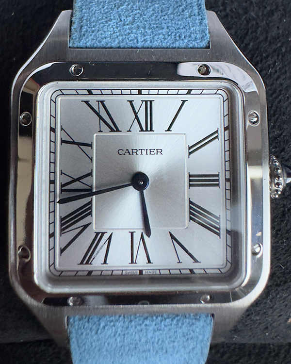 2022 Cartier Santos Dumont 43.5MM Quartz Silver Dial Leather Strap (WSSA0022)