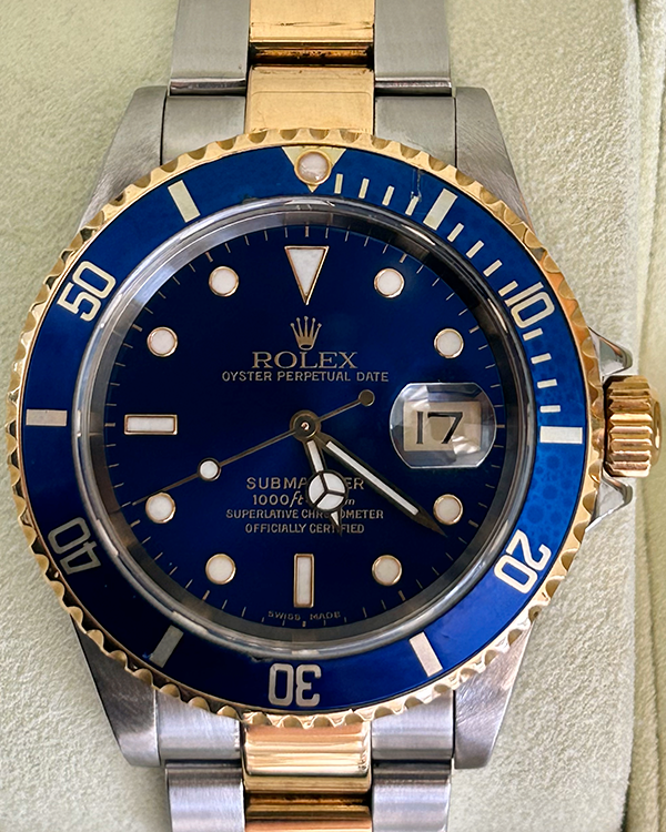 2000 Rolex Submariner Date 40MM Blue Dial Two-Tone Bracelet (16613)