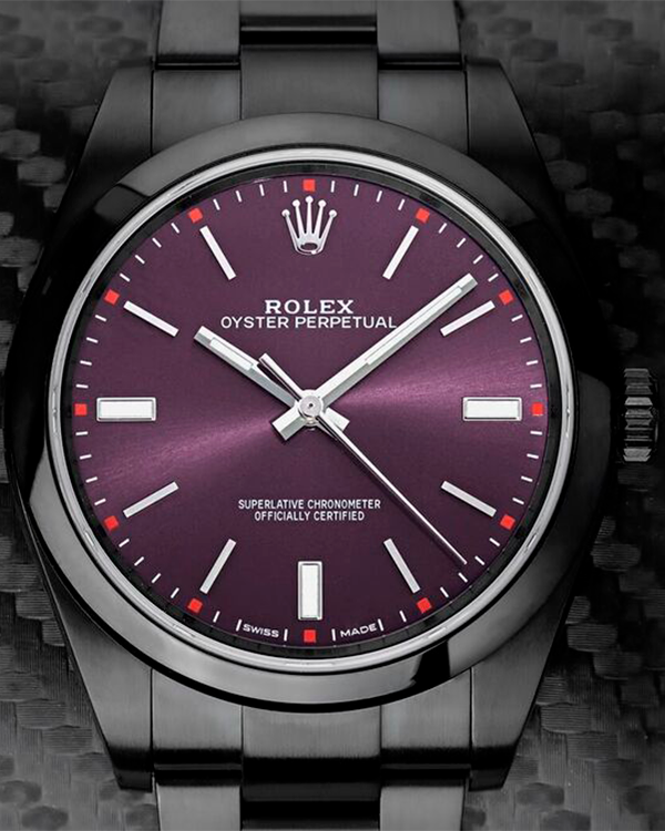 Rolex Oyster Perpetual 39MM Grape Dial Steel Bracelet Aftermarket PVD Coat (114300)