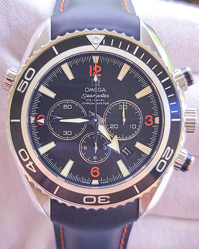 Omega Seamaster Planet Ocean 45.5MM Black Dial Leather-Rubber Strap (2210.51.00)