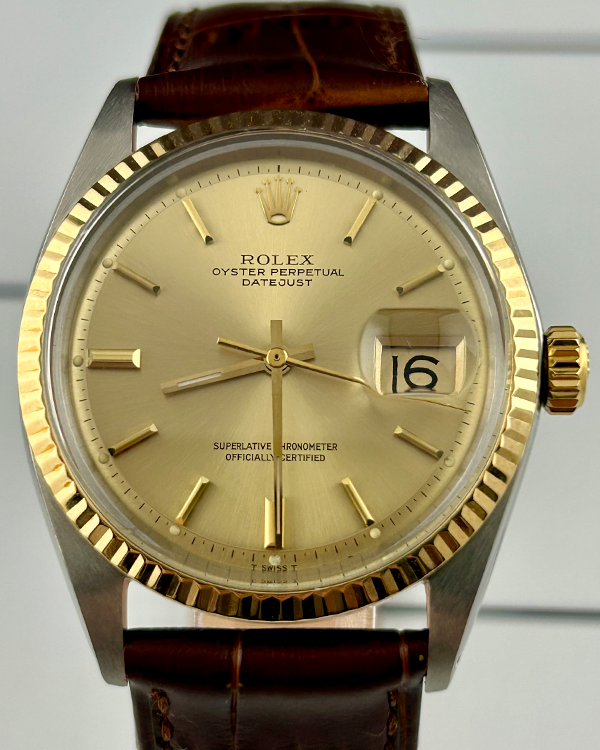 Rolex Datejust 36MM Champagne Dial Aftermarket Leather Strap (1601)