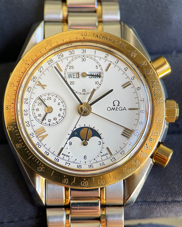 Omega Speedmaster Professional Moonwatch Moonphase 39MM White Dial Two-Tone Bracelet (175.0034)