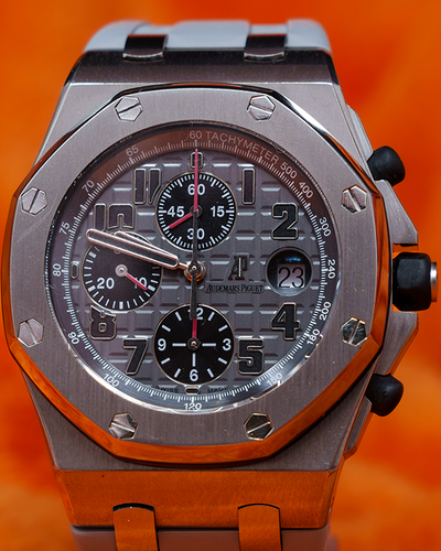 Audemars Piguet Royal Oak Offshore Chronograph 42MM Grey Dial Aftermarket Rubber Strap (26170TI.OO.1000TI.01)