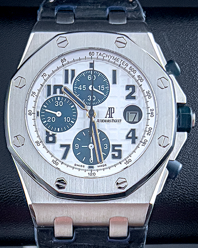 Audemars Piguet Royal Oak Offshore Chronograph "Navy" 42MM White Dial Leather Strap (26170ST.OO.D305CR.01)