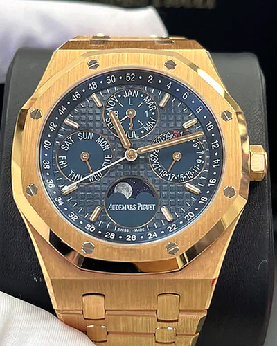 2017 Audemars Piguet Royal Oak Perpetual Calendar 41MM Blue Dial Rose Gold Bracelet (26574OR.OO.1220OR.02)