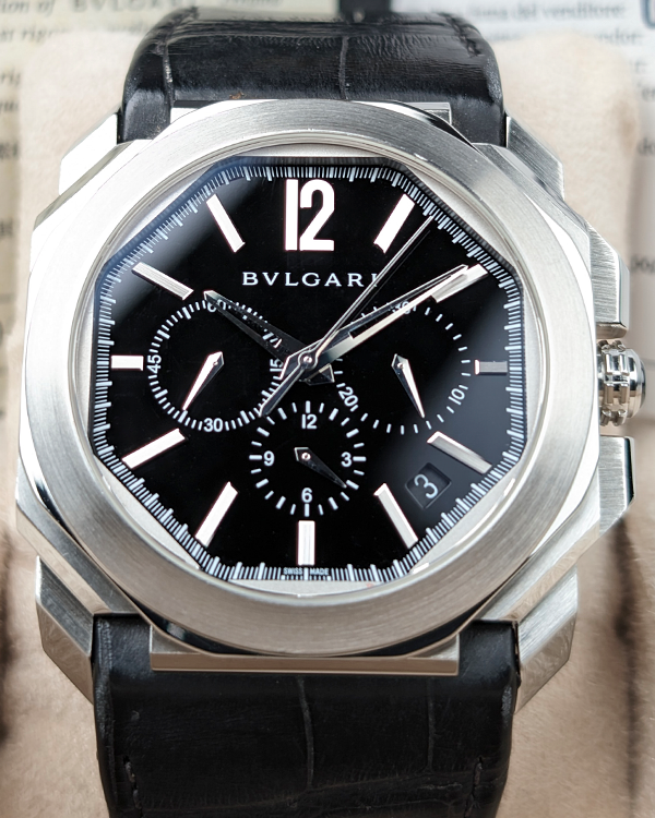 2015 Bvlgari Octo Velocissimo 41MM Black Dial Leather Strap (102103)