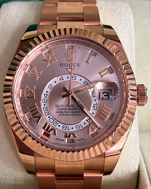 2019 Rolex Sky-Dweller 42MM Sundust Dial Everose Gold Oyster Bracelet (326935)