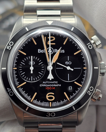 Bell & Ross BR V2 Heritage 41MM Black Dial Steel Bracelet (BRV2-94-S)