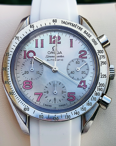 Omega Speedmaster 39MM Mother of Pearl Dial Rubber Strap (3834.74.34)