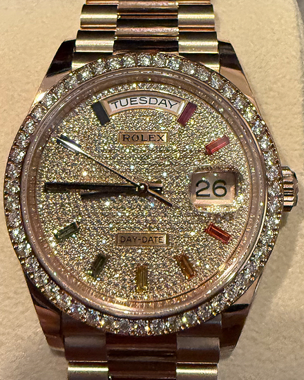 2024 Rolex Day-Date 36MM Diamond Dial Rose Gold President Bracelet (128345RBR)