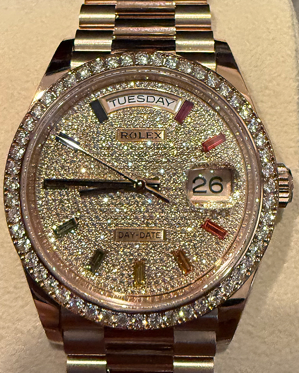 2024 Rolex Day-Date 36MM Diamond Dial Rose Gold President Bracelet (128345RBR)