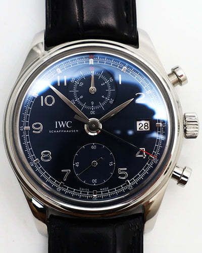 2015 IWC Schaffhausen Portuguese Chronograph 42MM Blue Dial Leather Strap (IW390406)