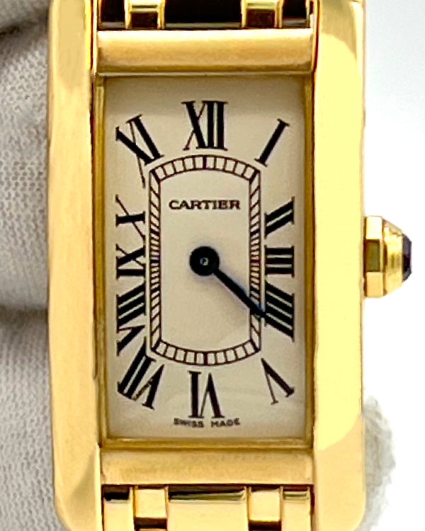 Cartier Tank Américaine 19x35MM Quartz White Dial Yellow Gold Bracelet (2482)