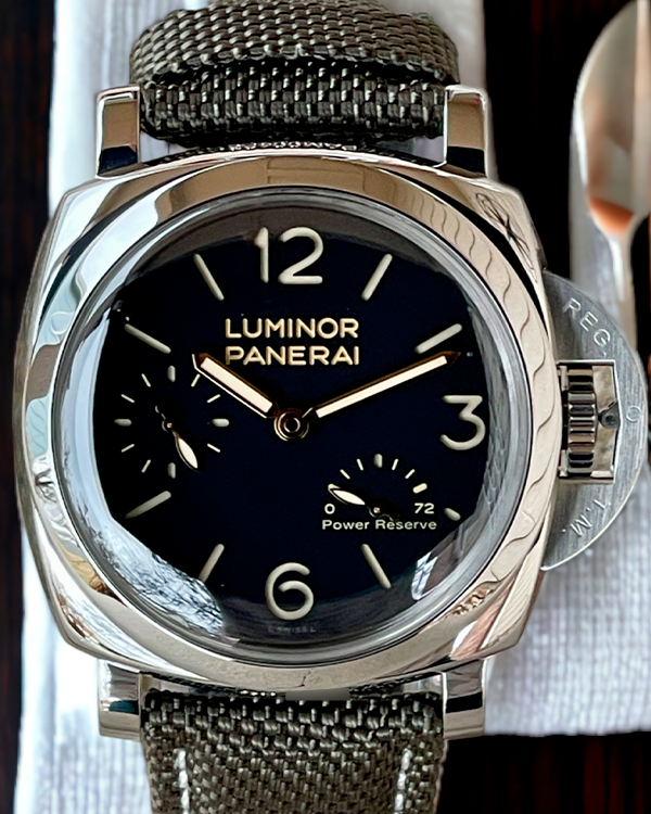 Panerai Luminor 1950 3 Days 47MM Black Dial Textile Strap (PAM00423)