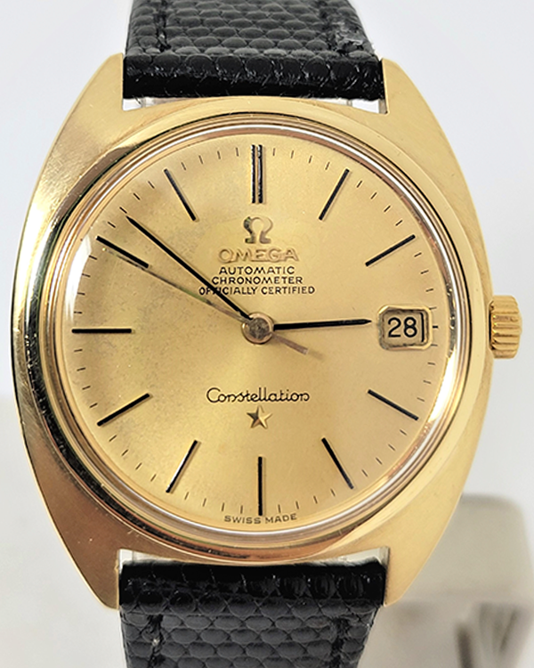 Omega Constellation 35MM Gold Dial Leather Strap (168.009/168.017)