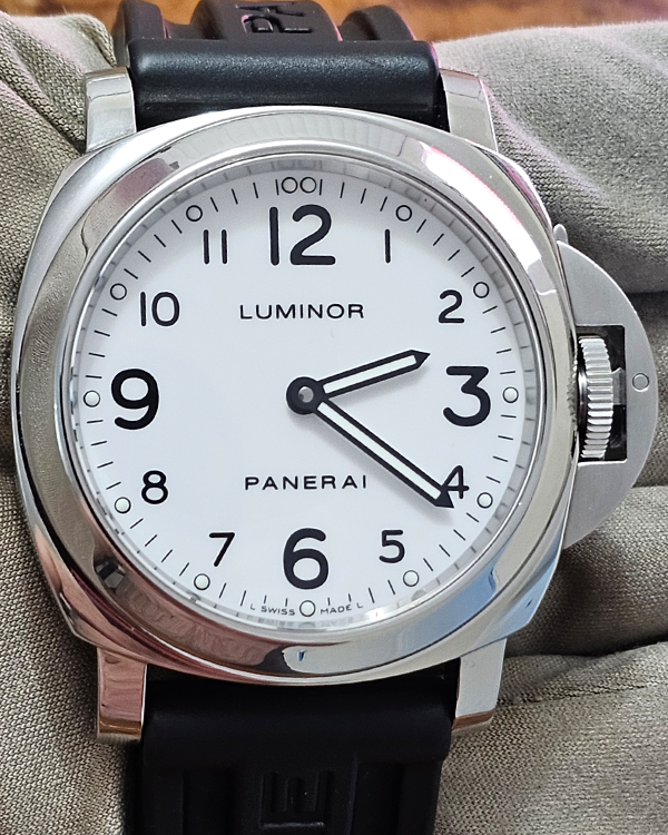 2007 Panerai Luminor Base 44MM White Dial Rubber Strap (PAM00114)