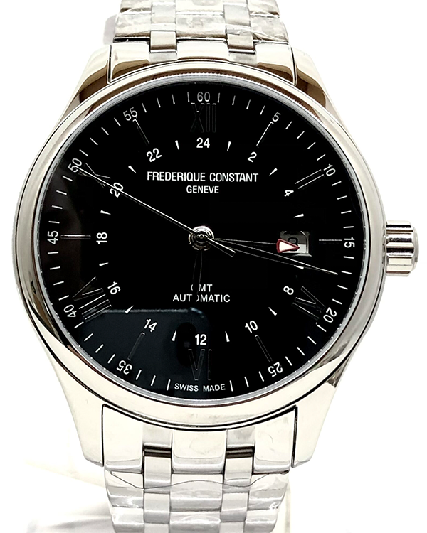 2024 Frederique Constant Classics Index GMT 42MM Black Dial Steel Bracelet (FC-350B5B6B)