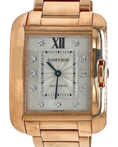 2017 Cartier Tank Anglaise de Cartier 30MM White Dial Rose Gold Bracelet (3508)