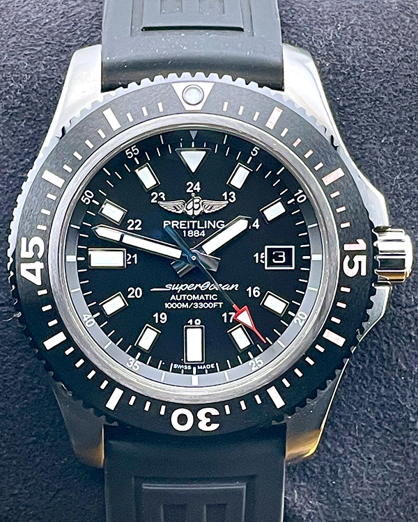 2018 Breitling Superocean Special Edition 44MM Black Dial Rubber Strap (Y17393)