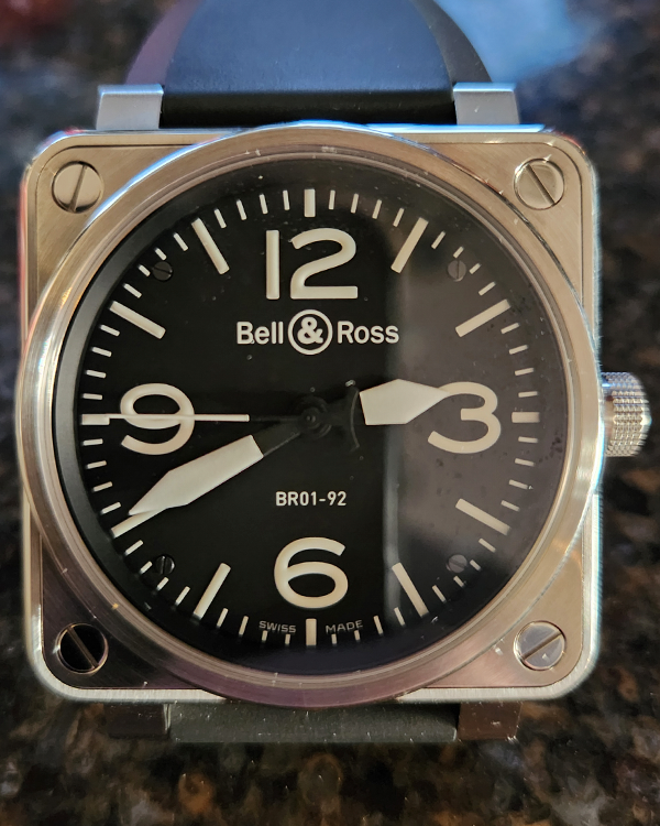 Bell & Ross BR 01 46MM Black Dial Rubber Strap (BR01-92-S)