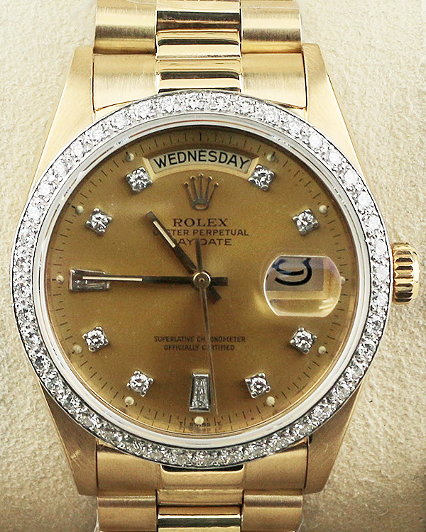 1979 (6.0 Mill. Serial) Rolex Day Date 36MM Champagne Dial Yellow Gold President Bracelet (18048)