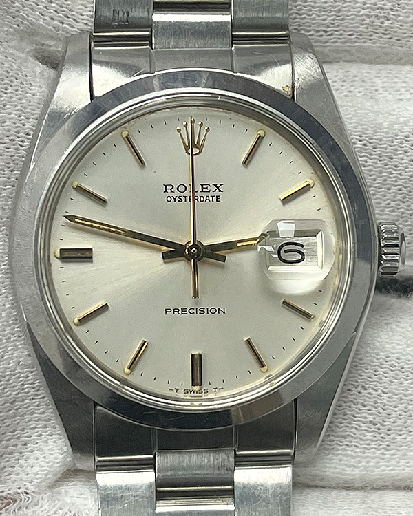 Rolex Oysterdate Precision Vintage 34MM Silver Dial Steel Bracelet (6694)