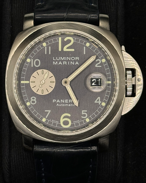 2003 Panerai Luminor Marina Automatic 44MM Grey Dial Aftermarket Leather Strap (PAM00086)