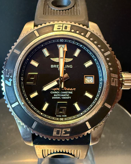 Breitling Superocean 10 44MM Black Dial Rubber Strap (A1739102)