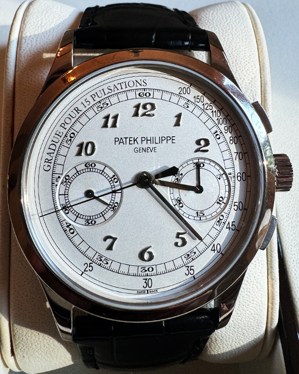 2014 Patek Philippe Chronograph 39.5MM White Dial Leather Strap (5170G-001)