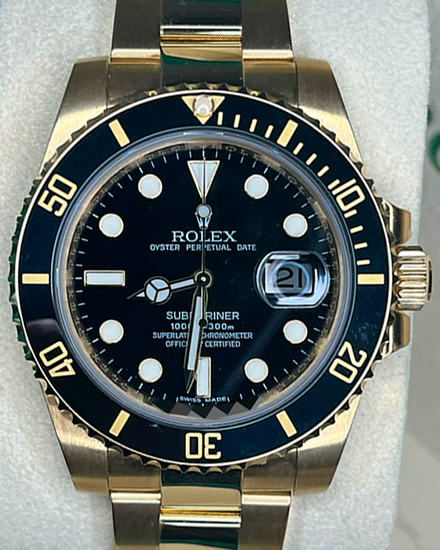 2011 Rolex Submariner Date 40MM Black Dial Yellow Gold Oyster Bracelet (116618LN)