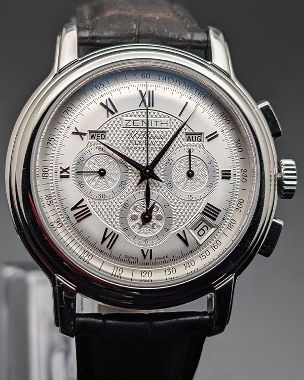 2002 Zenith El Primero XT Flyback Chronograph 43MM Silver Dial Leather Strap (03.1250.4009)