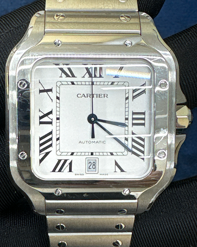 Cartier Santos de Cartier 39.8 x 47.5MM White Dial Steel Bracelet (4072)