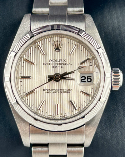 Rolex Oyster Perpetual 26MM Silver "Teak Pattern" Dial Oyster Bracelet (79190)