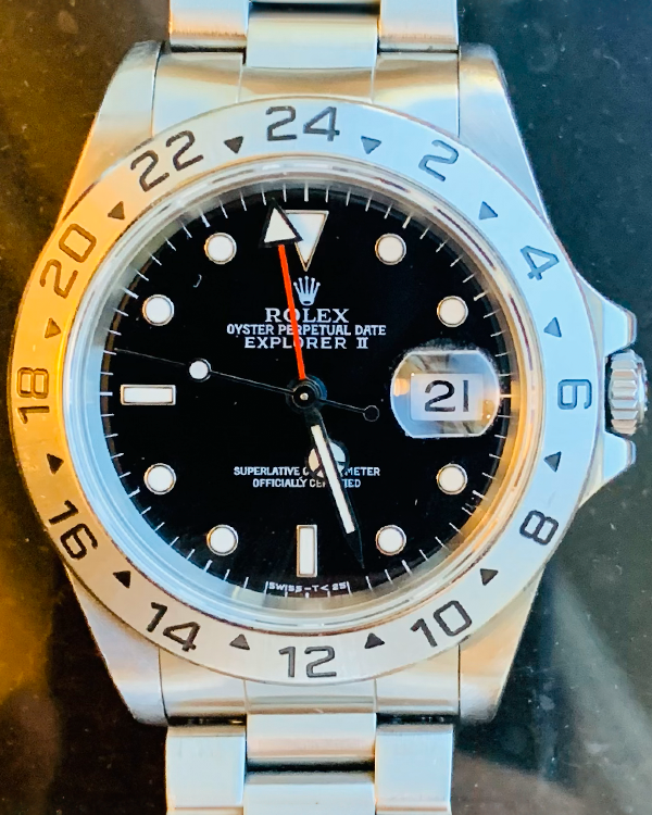 Rolex Explorer II 40MM Black Dial Steel Bracelet (16570)