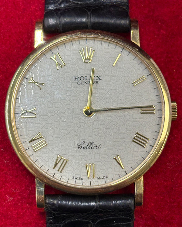 Rolex Cellini 32MM Ivory "Jubilee Motif" Dial Leather Strap (5112)