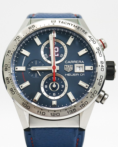 TAG Heuer Carrera "Tom Brady" L.E. 43MM Blue Dial Rubber/Leather Strap (CAR201R.FT6120)